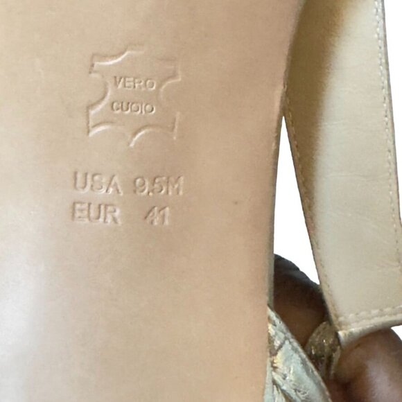 VIA SPIGA Women's Shoes Gold Leather Heels Stilettos Size 9.5M Eu 41 - Picture 12 of 13